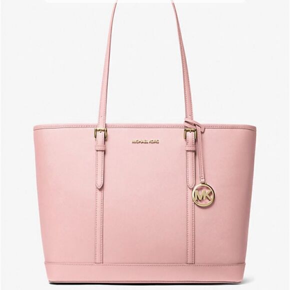 Michael Kors Jet Set Travel Large Saffiano Powder Blush Leather Tote Bag New - Picture 1 of 8